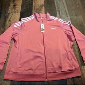 adidas Pink Full-Zip Women's Bomber Jacket with White Stripes